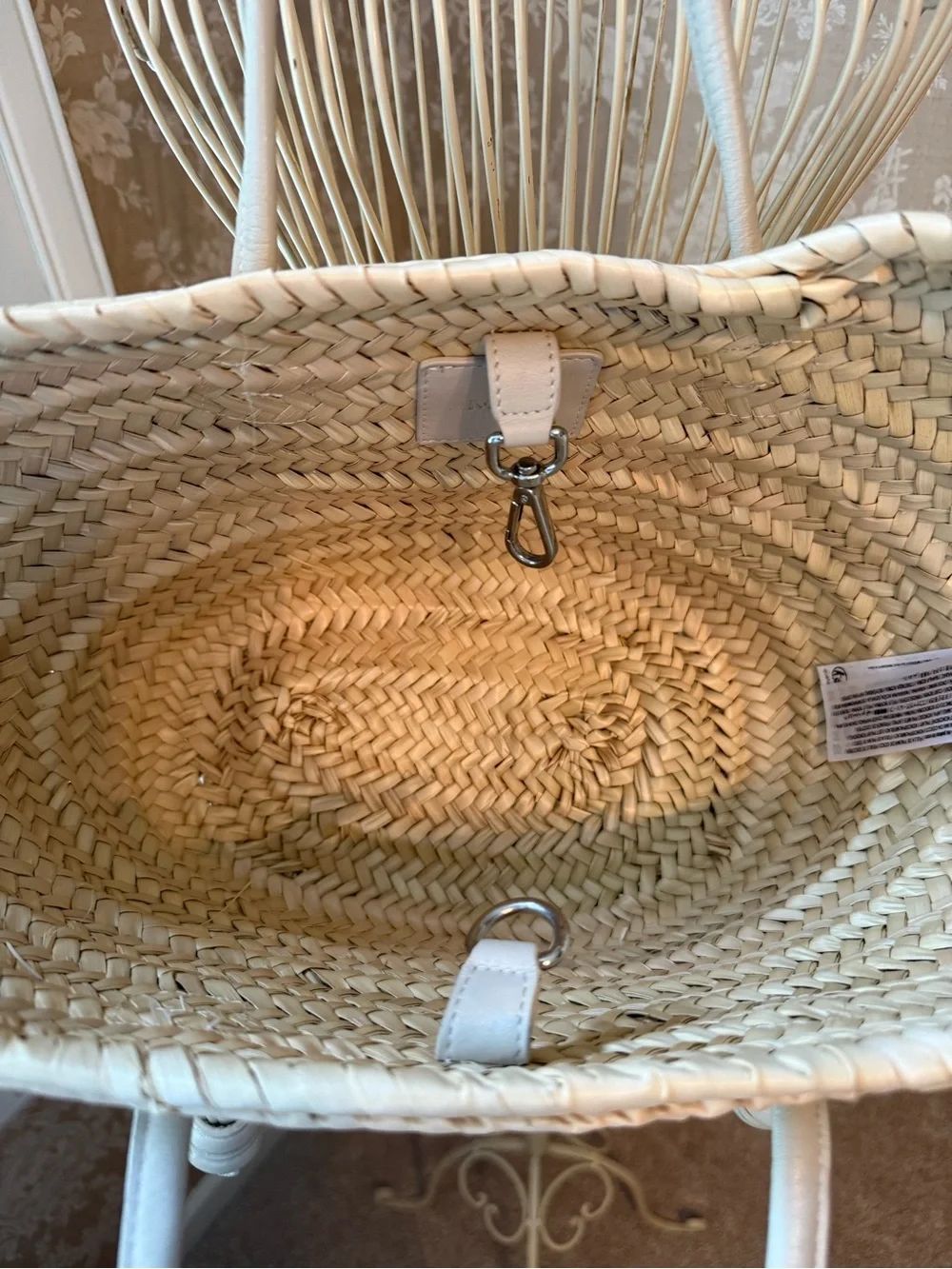 Mango Woven Straw Tote Bag with Neutral Handles - Picture 11 of 11